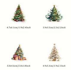 10pcs Christmas Tree Stickers- Paper- Scrapbook, Journal, DIY Crafts & Cards