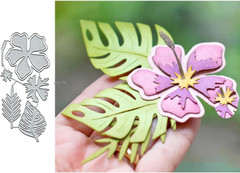 7PCS Hawaiian Flower Leaf Metal Die Cuts,Spring Flower Leaves Card Cutting Dies