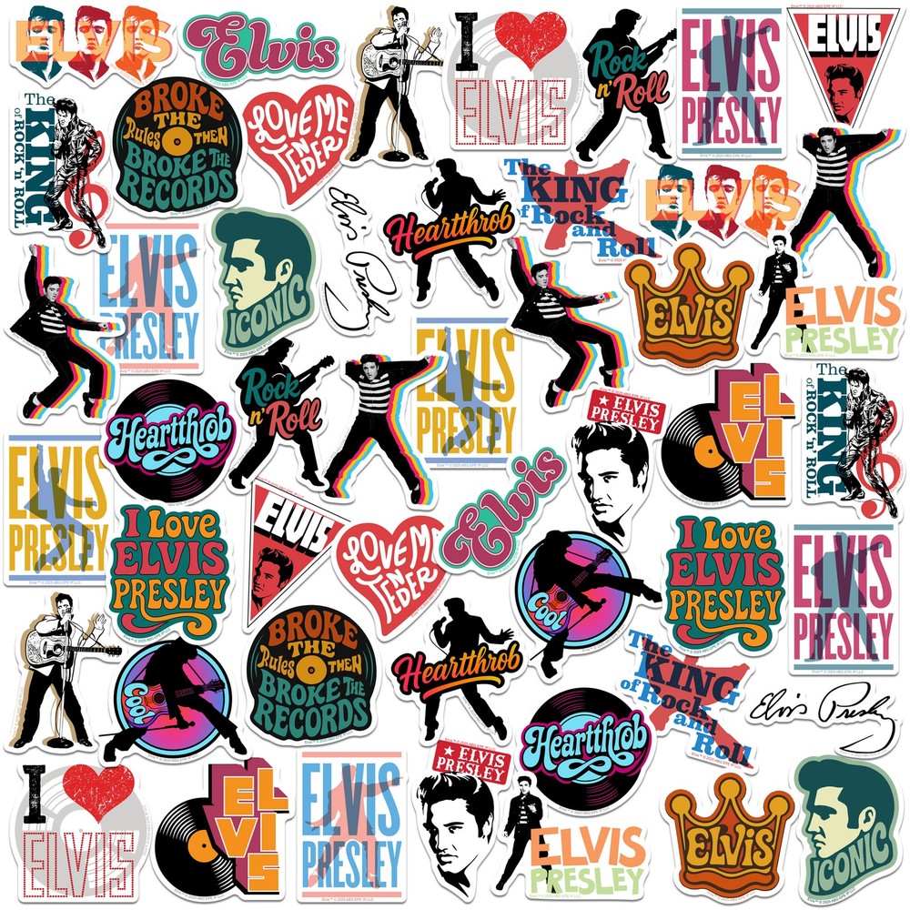 ELVIS ICONIC VARIETY DIE CUT VINYL 50 CT STICKER PACK
