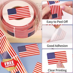HFZRZFH 500 Pcs American Flag Stickers Roll
