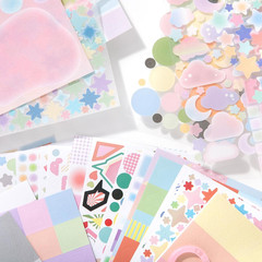 Cute Sticker , 30 Sheets of Small Glitter Stickers for Scrapbook and Planner, Pi