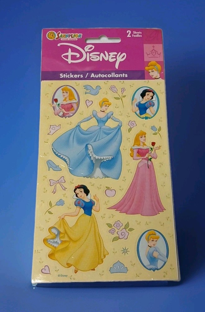 NEW Sandylion DISNEY Princess Cinderella, Aurora, Snow White Stickers NIP
