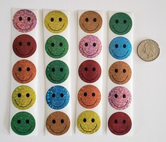 20 Holographic Happy Face Stickers/Reward Stickers/Smiley Face Stickers