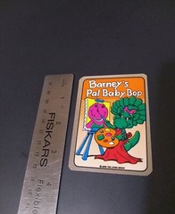 Vintage Stickers Barney Dinosaur Foil Mylar Vending Machine Sticker Reflective