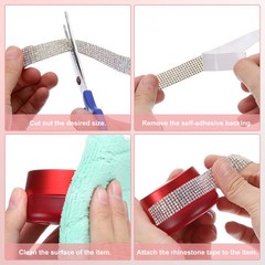 4 Yard 7 Rows Self Adhesive Crystal Rhinestone Ribbon Roll AB Color