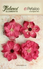 Burlap Flowers 4 x FUCHSIA Approx 55-60mm across & varied centres Petaloo BUR C