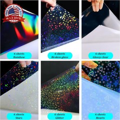 36 Sheets Holographic Sticker Paper Holographic Clear Vinyl Self Adhesive Waterp