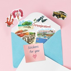 Navy Peony Relaxing Aruba Travel Stickers (28pcs)-Watercolor, Multicolored