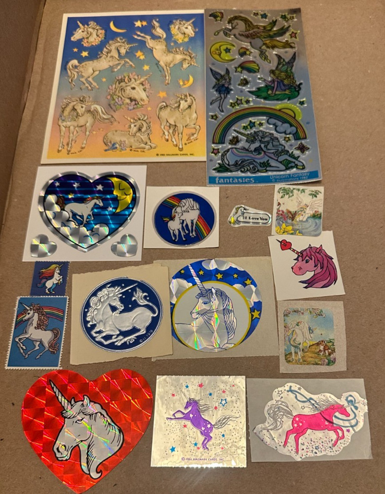 Vintage Unicorn Stickers 80’s Prisms + Rare Foiled Illuminations Fantasies Sheet