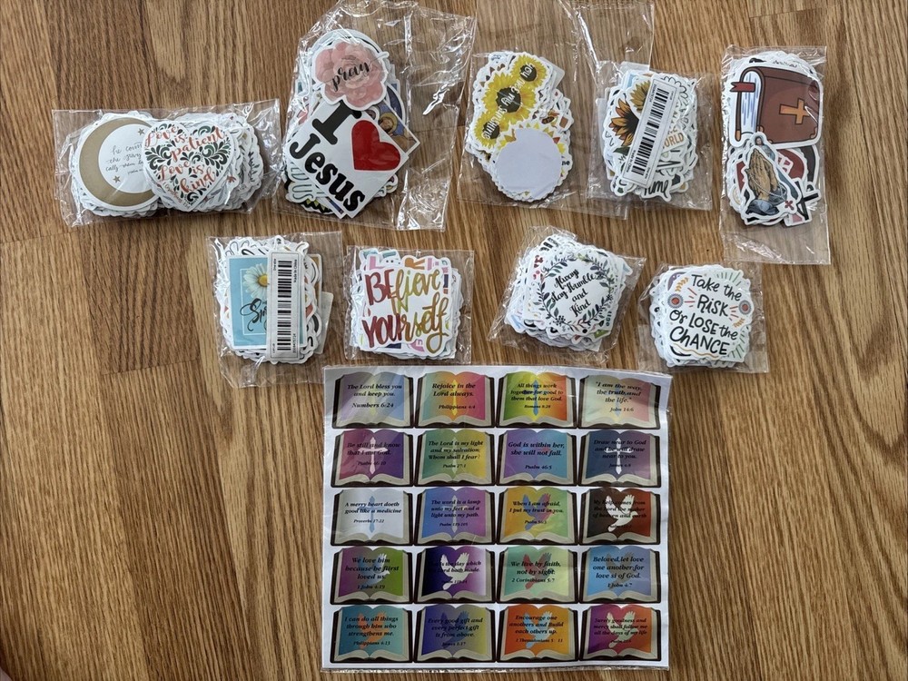 Lot Of 10 Packs Assorted Inspirational & Religious Stickers