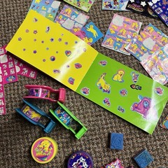 HUGE LOT LISA FRANK Vintage Stickers Dogs Cats Bears Kittens Tape Stamps Pencil
