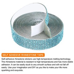 0.7 Inch Self Adhesive Rhinestone Strips 3 Yard for Crafts,Lake Blue
