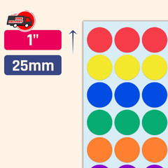 1000 Pack, 1 inch – Colored Round Circle Dot Stickers, Garage Yard Sale Price St