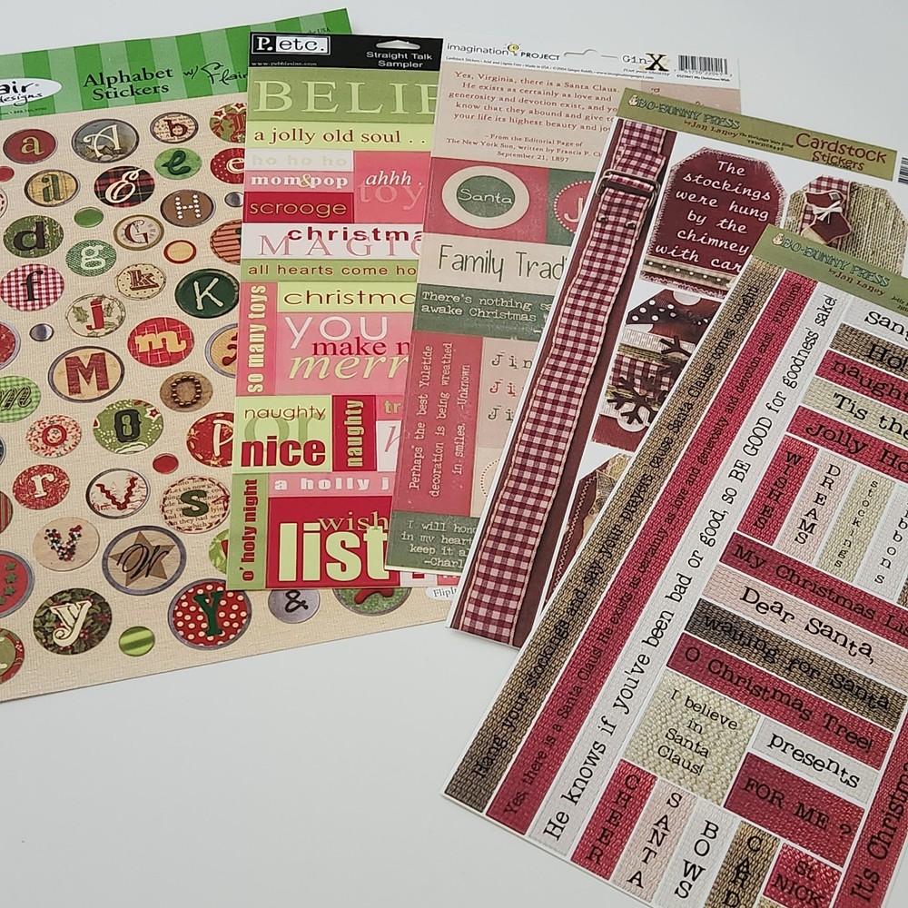 NEW Lot CHRISTMAS HOLIDAY Scrapbooking Cardstock Stickers Borders Alphabet Words