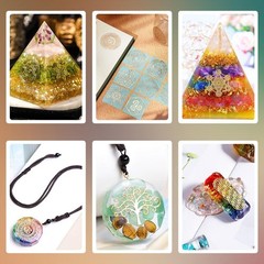 9Pcs 1.6Ã—1.6 inch Sacred Geometry Metal Energy Stickers Flower of Life Orgon…