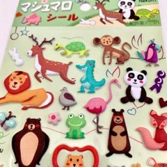 CUTE ANIMAL STICKERS Puffy Sticker Sheet Craft Kids Scrapbook Monkey Lion Rhino