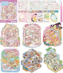 20 Sets DIY 3D Stickers Scene Collection Book, 3D Scene Miniature, Miniature Sim