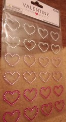 Hobby Lobby Gemstone Heart Stickers 24 Pieces Brand New White Light Pink Dk Pink