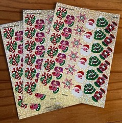 3 Sheets Sparkly CHRISTMAS candy Cane Santa Tree Rudolph Scrapbook Stickers!