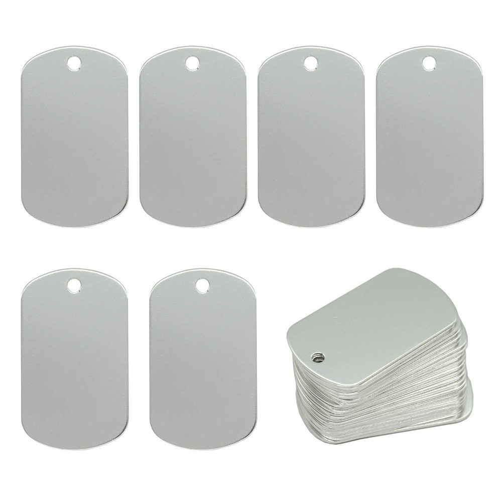 Aluminum Blank Tags Stamping Blanks 25 Pack (Silver) Silver
