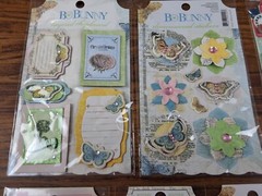 7 Bo Bunny Mixed Collections Chipboard Stickers 3D Embellishment Scrapbook Brads