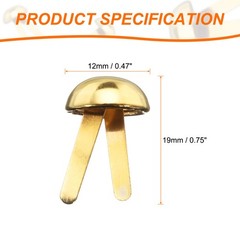 100pcs Brads Paper Fastener, 12mmx19mm Metal Split Pin for Paper Craft, Gold