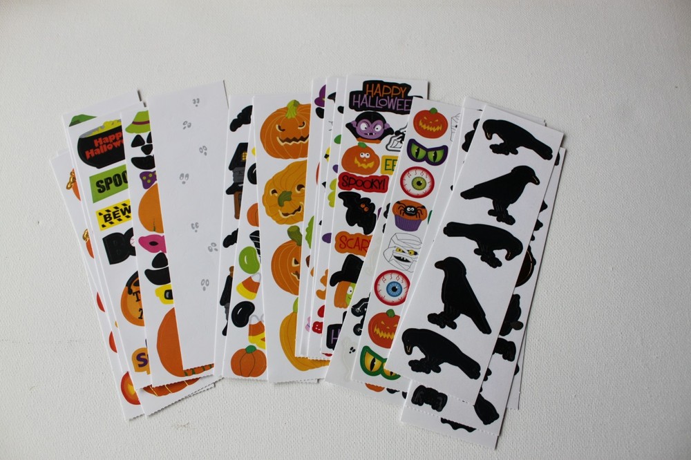 Halloween stickers 1 sheet – Pumpkin Bats Ghosts Witch You Choose!