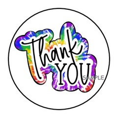 30 TIE DYE THANK YOU ENVELOPE SEALS LABELS STICKERS 1.5″ ROUND PACKAGE GIFTS