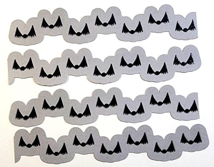 Halloween Bat Ephemera 4pc Black Glitter Cardstock Bats Decor Scrapbooking 6″x1″