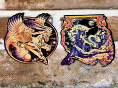 2 UNICORN PEGASUS space celestial fantasy VINTAGE sticker glitter prismatic