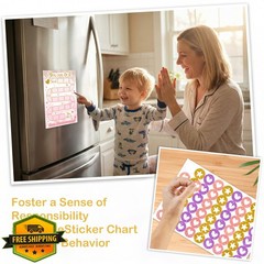 HJLLOQR Pink Glitter Reward Chart 432 Stickers