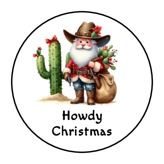 30 Howdy Christmas western cowboy santa envelope seals stickers labels tags