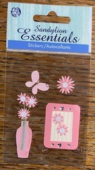 Essentials Pink White Layered Flowers In Vase Frame Butterflies Wedding Stickers