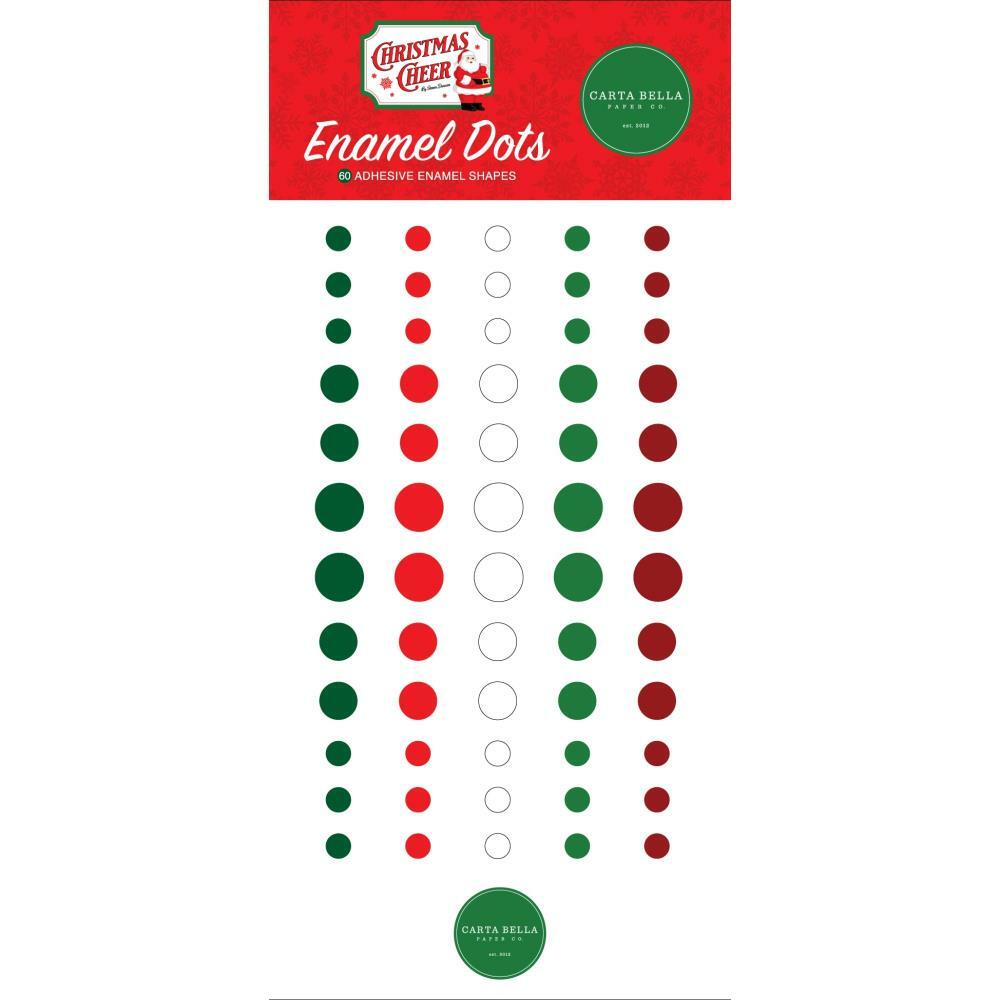 Crafts Enamel Dots CB Christmas Cheer Red Green White Sticky Backs