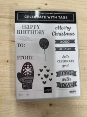 Stampin’ Up! Celebrate With Tags Cling Stamp Set – Happy Birthday Christmas Love