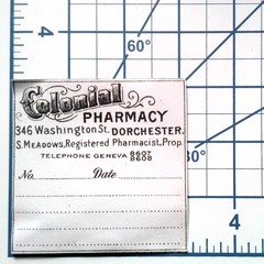 Vintage Colonial Pharmacy Drug Store Dorchester Paper Sticker Decal Die Cut