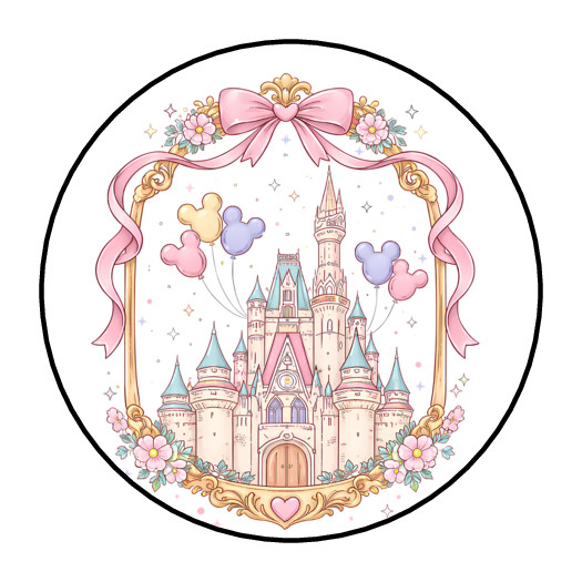 GIRLY CASTLE STICKERS ENVELOPE SEALS LABELS FAVORS TAGS 1.5″ (30) COQUETTE