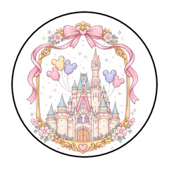 GIRLY CASTLE STICKERS ENVELOPE SEALS LABELS FAVORS TAGS 1.5″ (30) COQUETTE