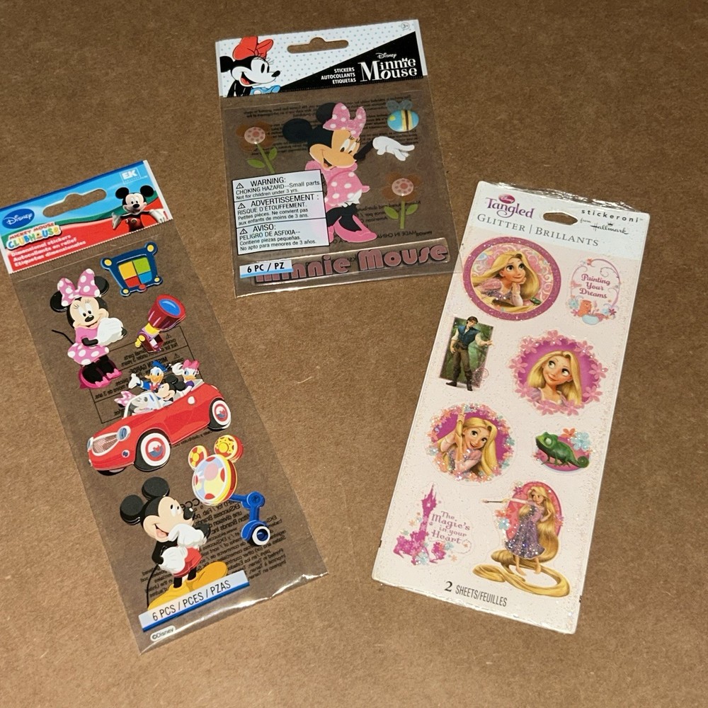Disney Clubhouse Scrapbook Stickers Lot Minnie Mouse And Rapunzel Princess