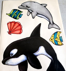 SEI Whimsical Sea Animals Clear Stickers Shark Killer Whale Ocean Scrapbooking