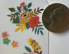 SMALL FLOWER Gold Foil Mylar Stickers(10pc)3”x 4”Garden •Leaf•Roses•Card Making•