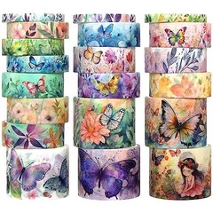 20 Rolls Washi Tape Set Floral Butterfly Decorative Masking Tape Scrapbooking Ar