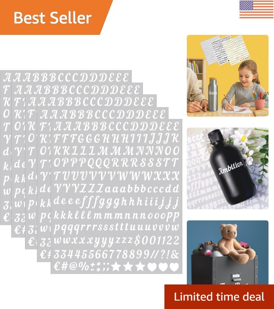Versatile White Vinyl Letter Stickers – 1000 PCS for Art and Classroom Decor