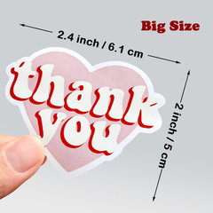 2.4 Inch Pink Heart Shaped Thank You Stickers 2 Rolls for Small Business 240 Pcs