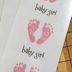 10 Mrs Grossmans Footprints Pink Stickers Shower Baby Girl Arrival Announcement