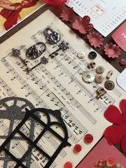 Junk journal 100+ Pieces Red Black Beige Ephemera bundle kit collage craft