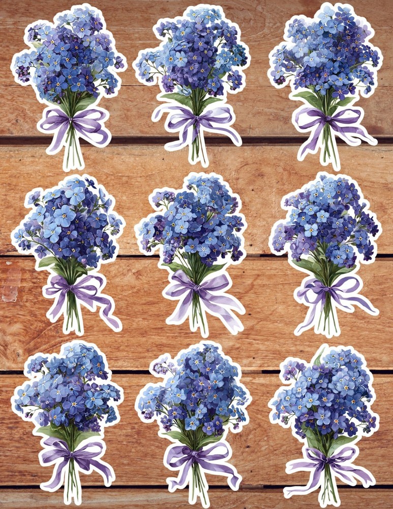 Forget Me Not Bouquet Vinyl Stickers Set Scrapbooking Laptop Water Bottle