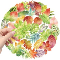 50 Pcs Gold Foil Leaf Stickers PET Transparent Waterproof Decals for Journal Pho