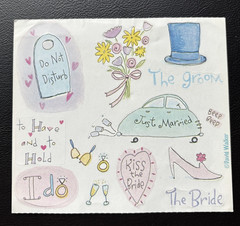 COLORBOK DAVID WALKER JUST MARRIED WEDDING STICKERS *