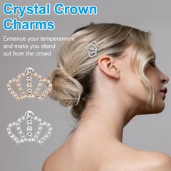 60Pcs Crown Charms, 1.3″ x 0.98″ Mini Rhinestone Crown, Silver & Gold